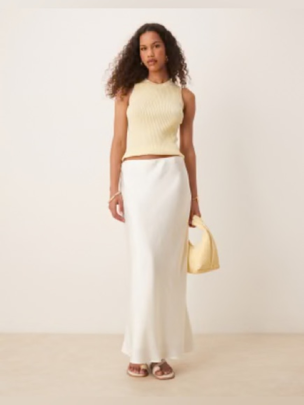 Abercrombie Cream Satin Maxi Skirt - L